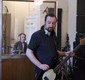 Peter and Bruce laying down the backing track.